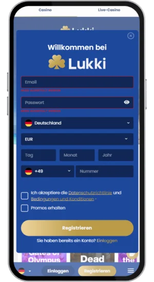 Registrierung im Casino