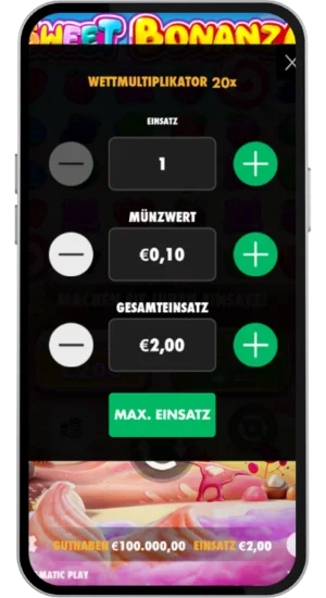 Einsatzoptionen Sweet Bonanza