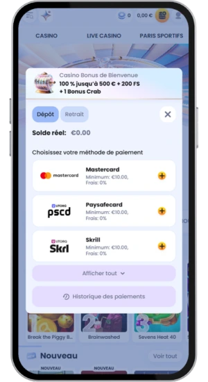 Effectuer un dépôt sur le site de casino